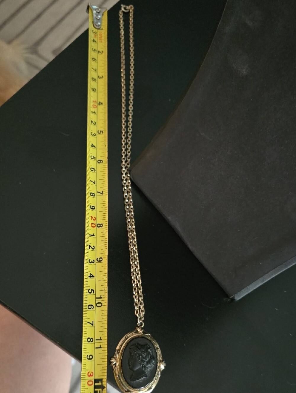 FLASH SALE!! Gold-Tone Cameo Pendant Necklace - Black Cameo - Picture 11 of 11